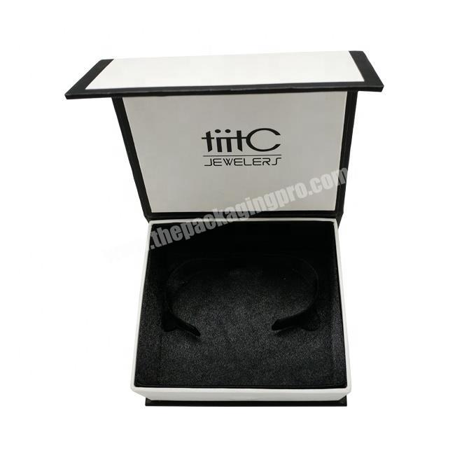 logo printing small bracelet gift square rigid cardboard packaging luxury custom jewelry box
