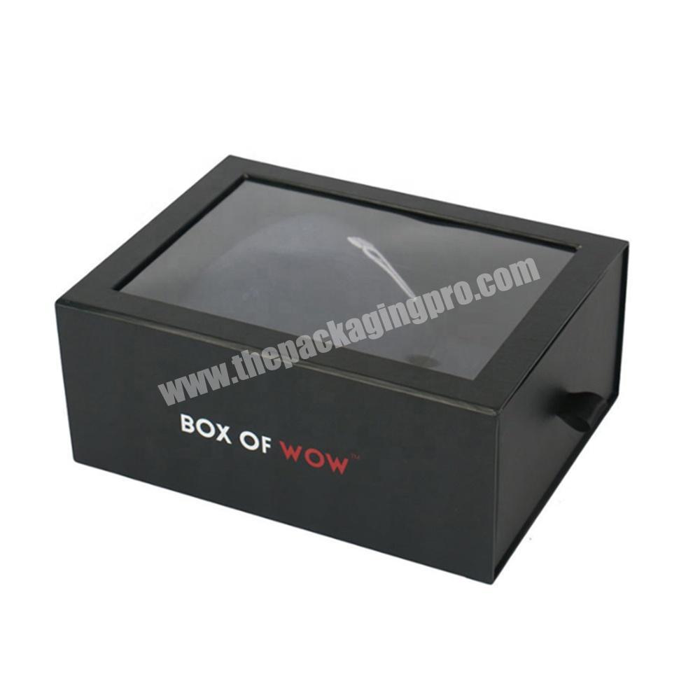 luxury oem pvc window display rrigid cardboard custom logo gift packaging drawer slide box
