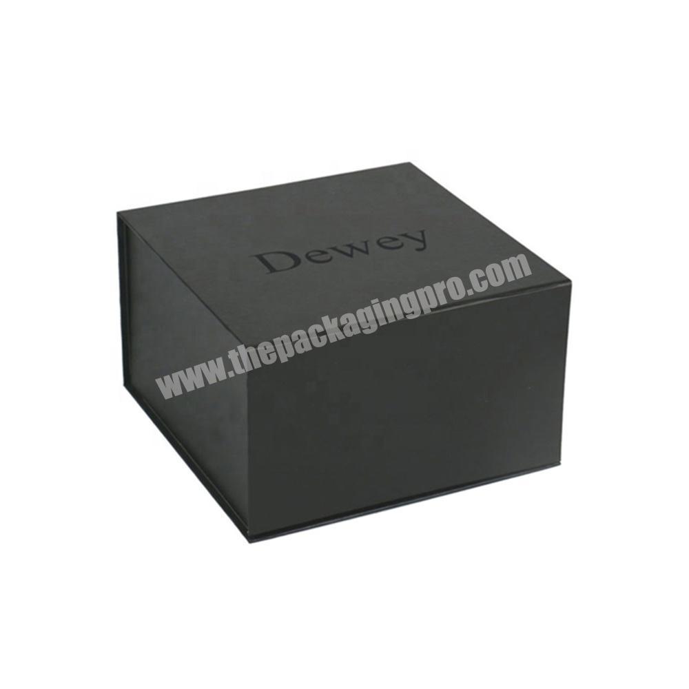 luxury paper packaging uv logo black magnetic closure custom printed rigid hinged cardboard gift box