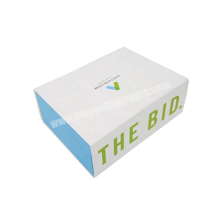 magnetic close elegant packaging customizable rectangle foldable box gift plain white paper flip lid package