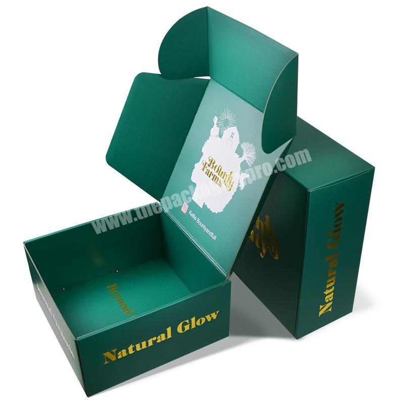 new arrival dark green gold stamping two sides printing corrugated shipping paper box