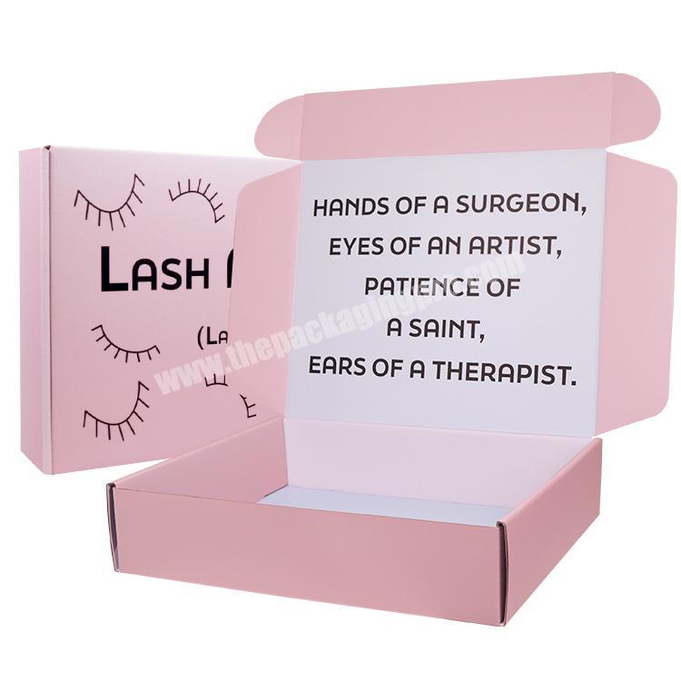 new arrival pink color two sizes printing customized size corrugated  lash mailer paper box