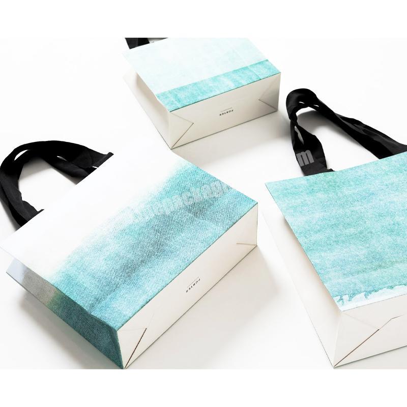 plain white gift fashion custom print shopping paper bags with your gift packaging food craft carry paper bags
