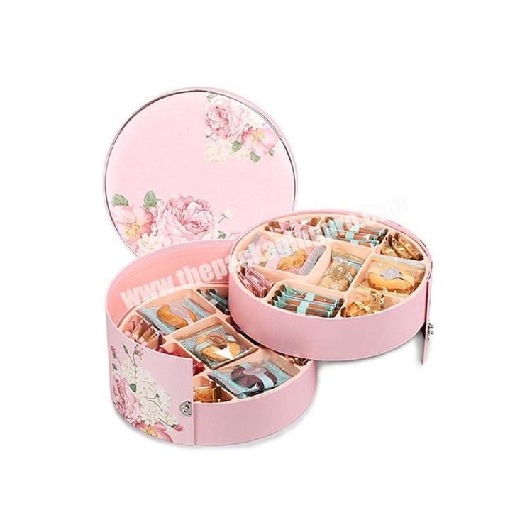 empty branded cardboard round cookie display box cardboard pink cookie box round cookie box for guest
