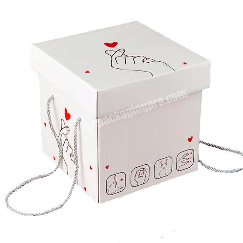 web celebrity careful heart box than heart box custom square carton snacks toy hand box