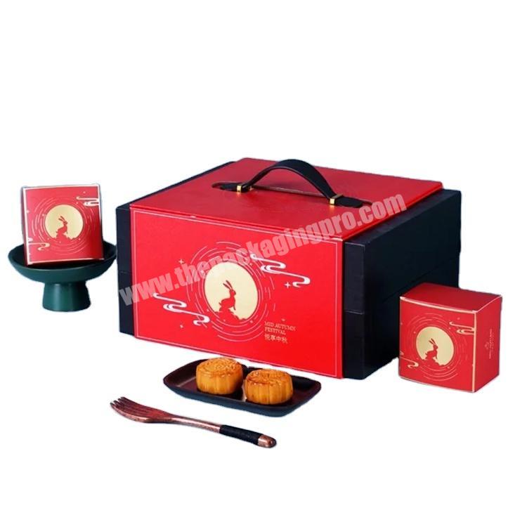 wholesale custom chinese mooncake boxes 2022 new paper suitcase boxes with handles