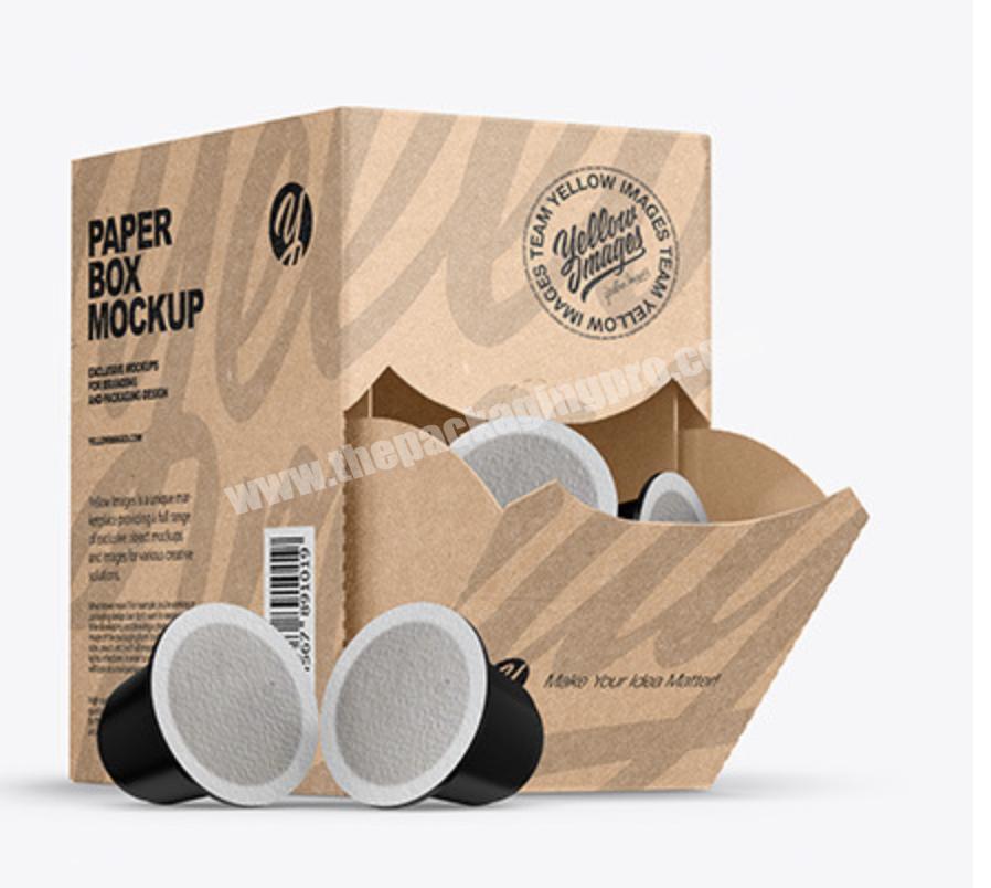 wholesale kraft cupKraft Box With Coffee Capsules Mockup packing insert mug box with foam cup box