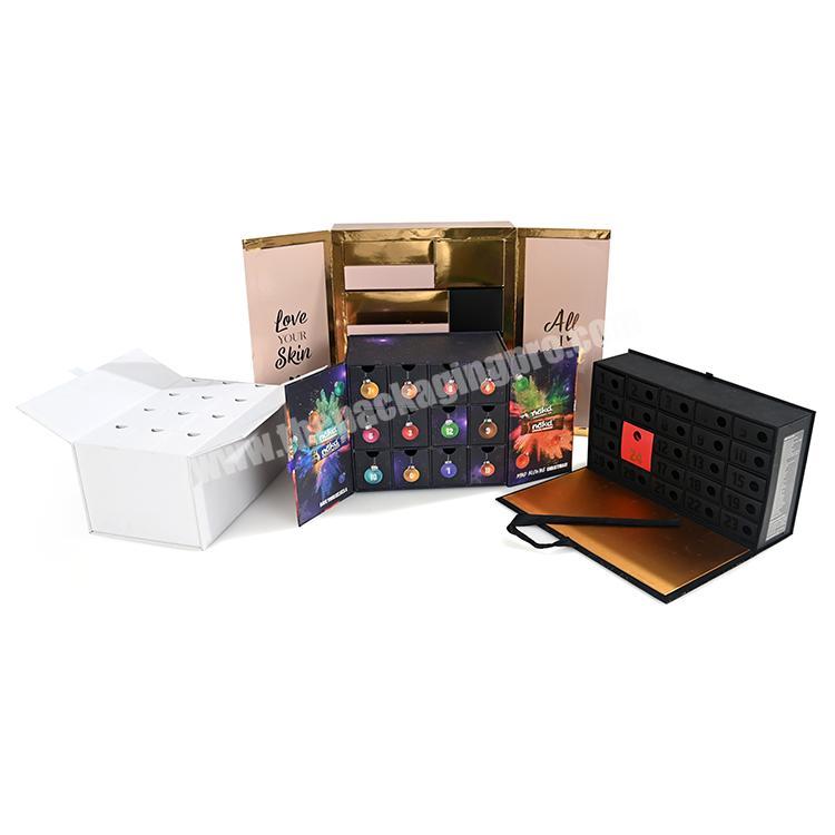 2022 New Elegant Custom Design Christmas craft paper Cosmetic empty advent calender set cardboard box manufacturer