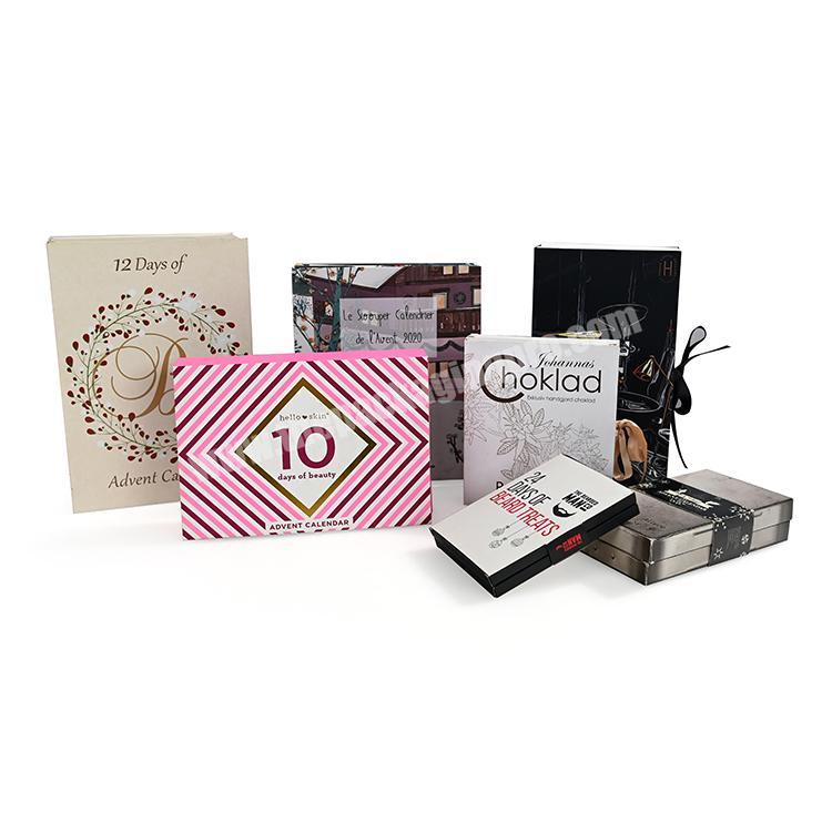 custom 2022 New Elegant Custom Design Christmas craft paper Cosmetic empty advent calender set cardboard box 