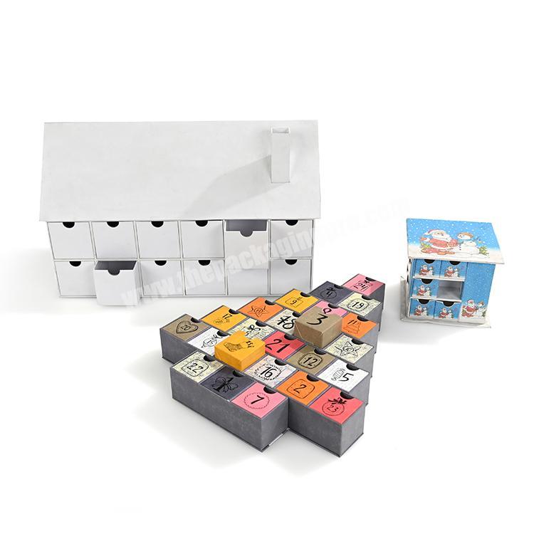 2022 New Elegant Custom Design Christmas craft paper Cosmetic empty advent calender set cardboard box