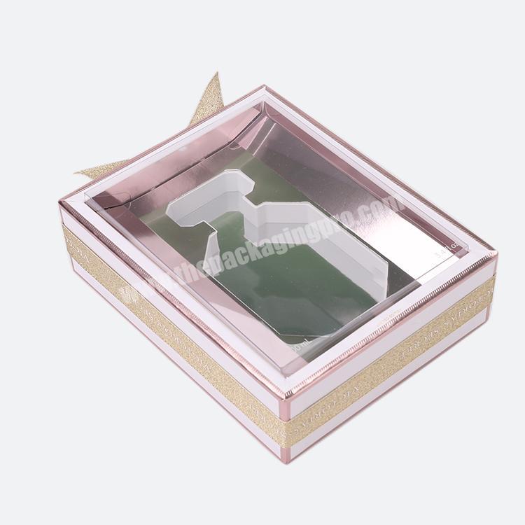 Base And Lid Rigid Gift Paper Box Perfume Packaging Box With Bow