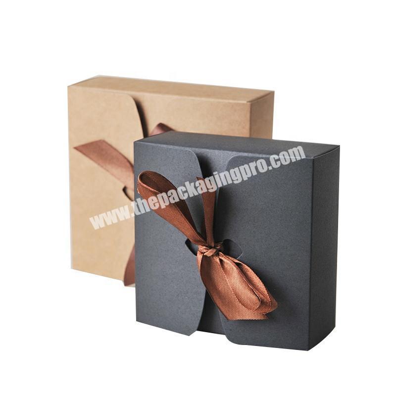 Biodegradable Kraft Black Expandable Square Candle Paper Box With Rope Handle