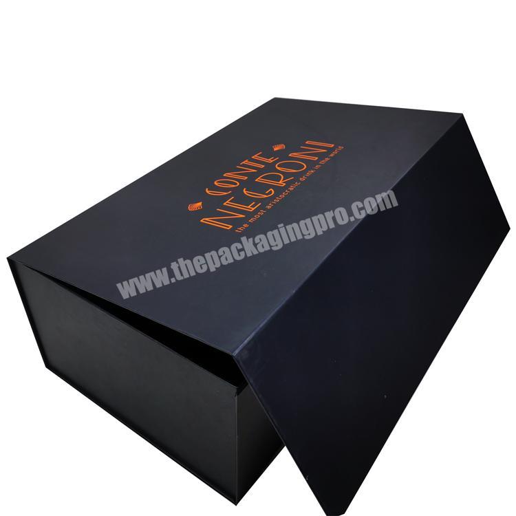 Black Wholesale Rigid Paper magnetic cardboard box Gift Packaging rose gold logo custom magnetic box