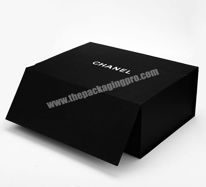 Black large Luxury Custom logo Magnetic Closure Foldable Rigid Cardboard Paper Gift Packaging Shoe boxes