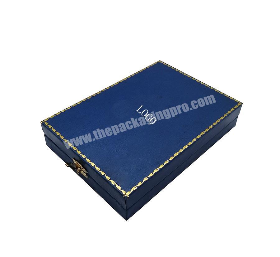 Custom Blue Cardboard Wedding Gift Box Surprise Personalized Badge Boxes