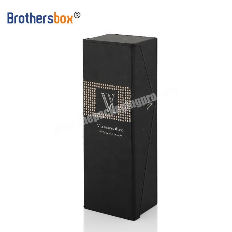 Brothersbox luxury flower slid magnet wine gift packaging box with clear windowfabric Convenient type 6 bottle