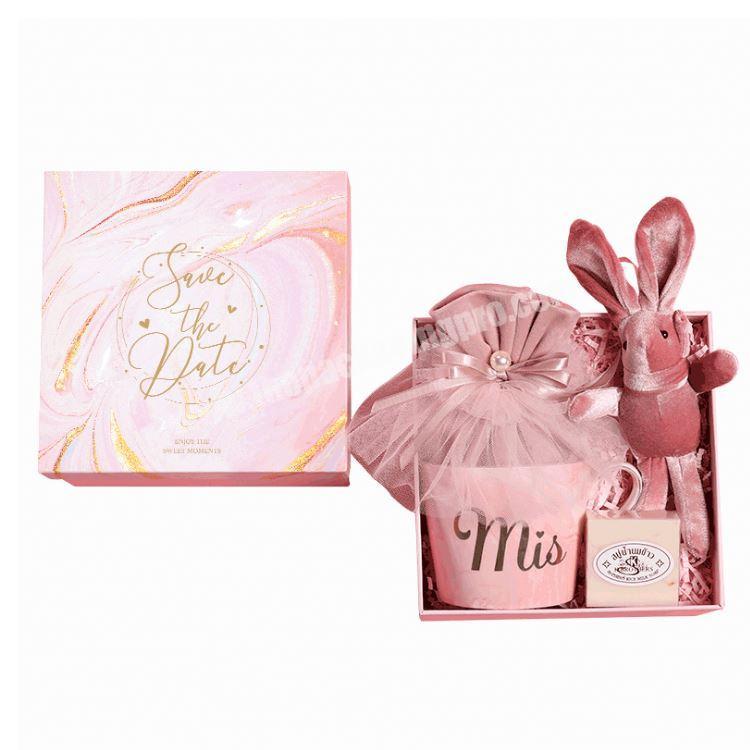 Brothersbox wholesale custom cardboard lid and base Romantic pink cute bridesmaid gift box