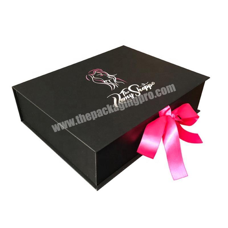 Cajas Carton Handbag Boxes Luxury Hard Paper Hair Packaging Black Lined Cardboard Silk Satin Gift Shoe Box Packaging for Wig