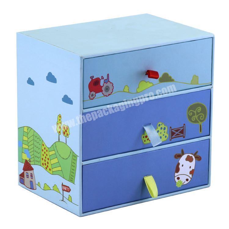 Cartoon cute design cardboard 3 layers display multilayer storage packaging gift box