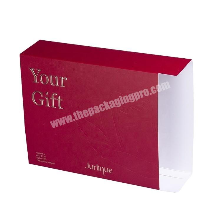 Christmas Gift Box Red Color Packaging Box For Skincare Products Sets