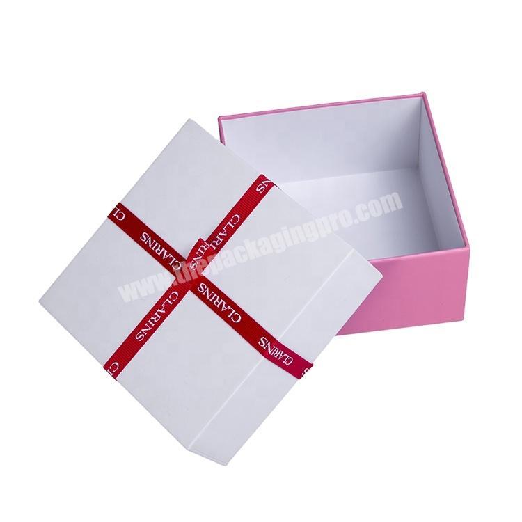 Cosmetic Products Packaging Boxes,Custom Color Gift Packaging Ribbon Box With Red Ribbon