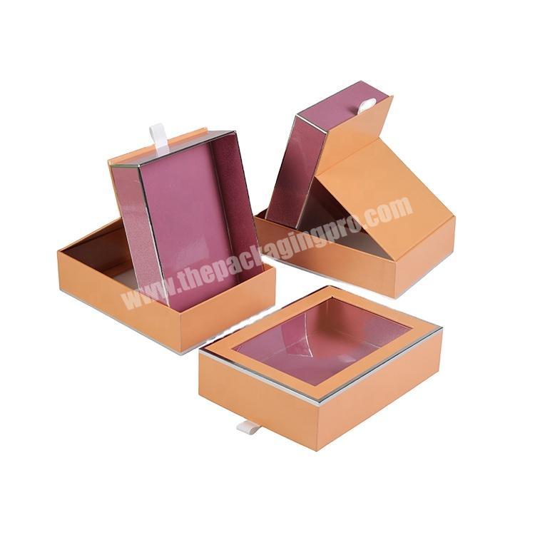 Cosmetic Products Packaging Recyclable Lid And Base Cardboard Box With Clear Window