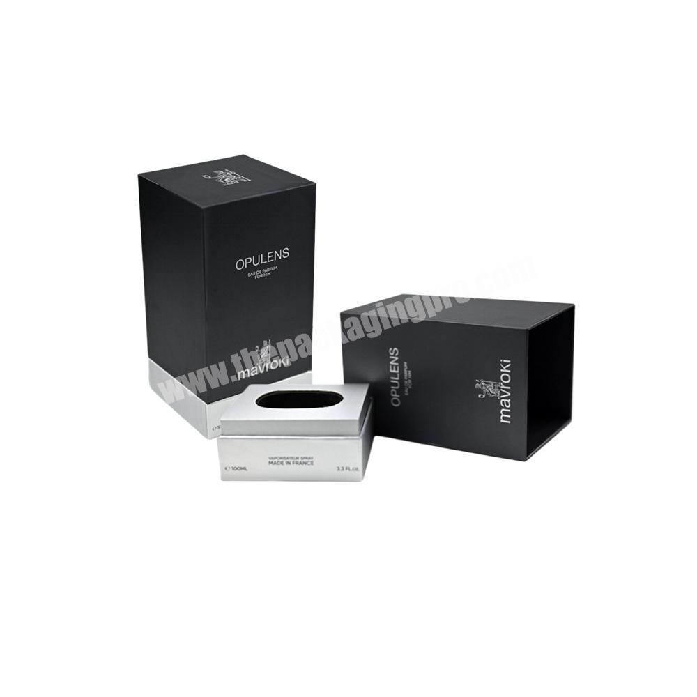 Creative Design Wholesale Custom Logo Black Paper Luxury Perfume Bottle Packaging Boxes