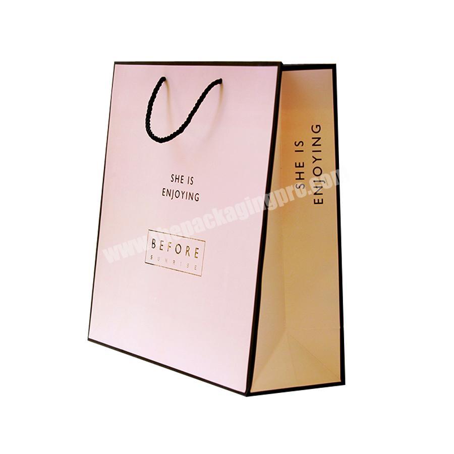 Creative Designed Door Famous Brand Pink Plain Die Cut Personalized Costume Sizes Printed Logo Gift Paper Bag With Ribbon