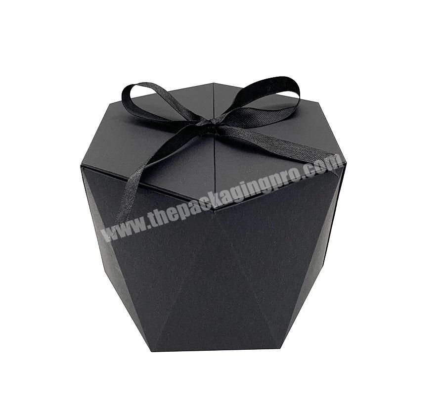 Custom Black Creative Hexagonal Gift Box Luxury Gift Box Candle Gift Packaging Box With Ribbon