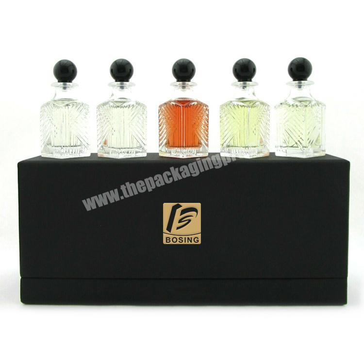 Custom Black Luxury Cosmetic Perfume Set Empty Gift Box 10ml 50ml Rigid Premium Hard Paper Packaging Perfume Box
