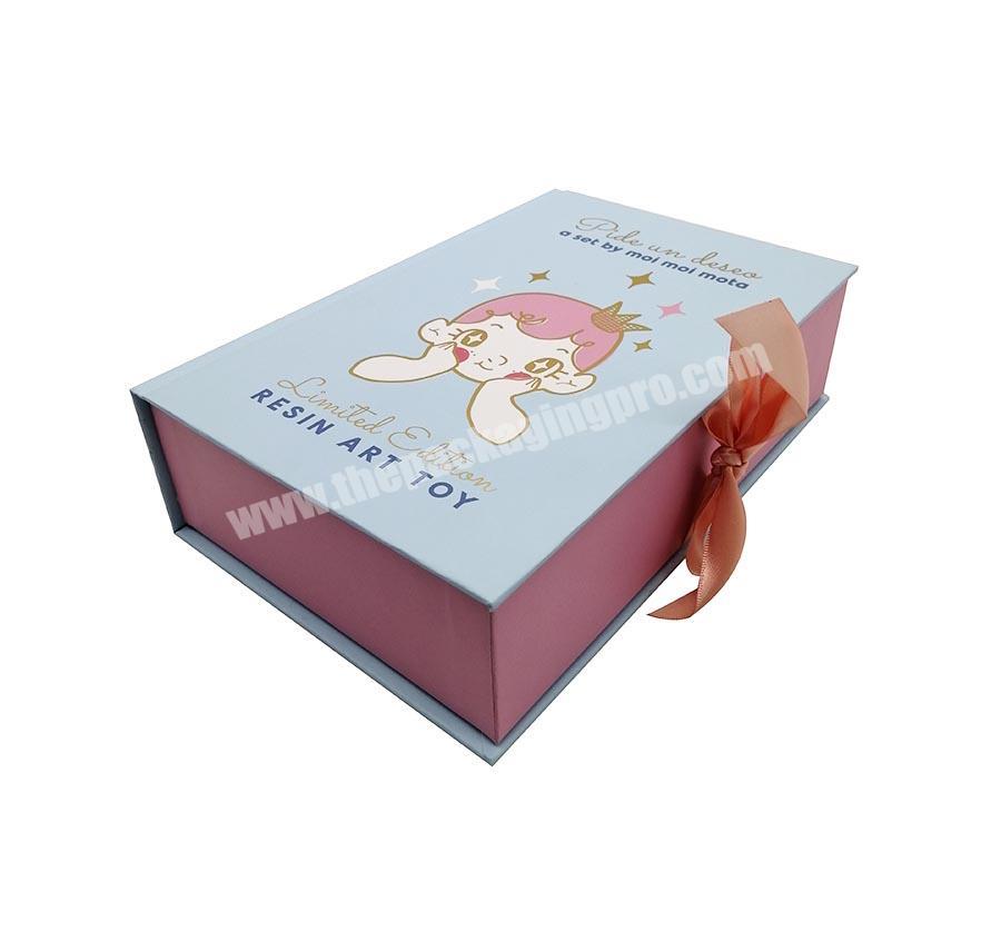 Custom Book Design Printing Cardboard Gift Box With Ribbon Closure Paper Box Packaging Kids Baby Gift Box Set