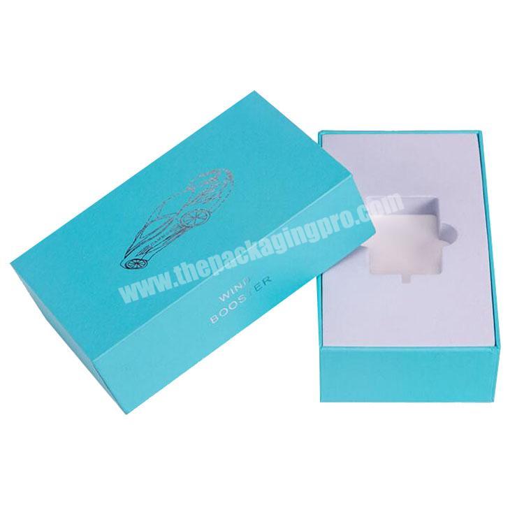 Custom Cardboard Blue Paper Gift Packaging Box with Foam Insert