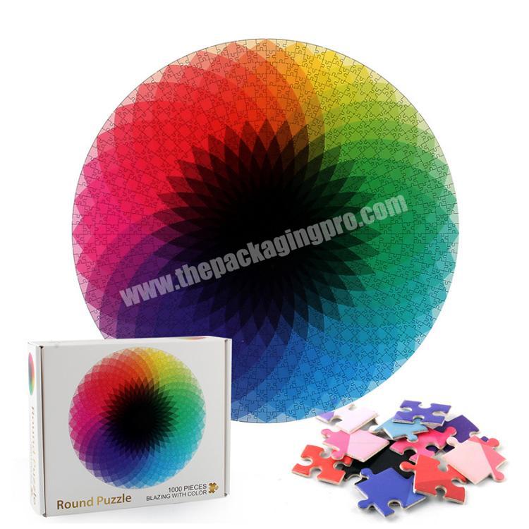 Custom Cardboard Paper Round Puzzle Rainbow Earth Adult Round Jigsaw Puzzle 1000 pieces