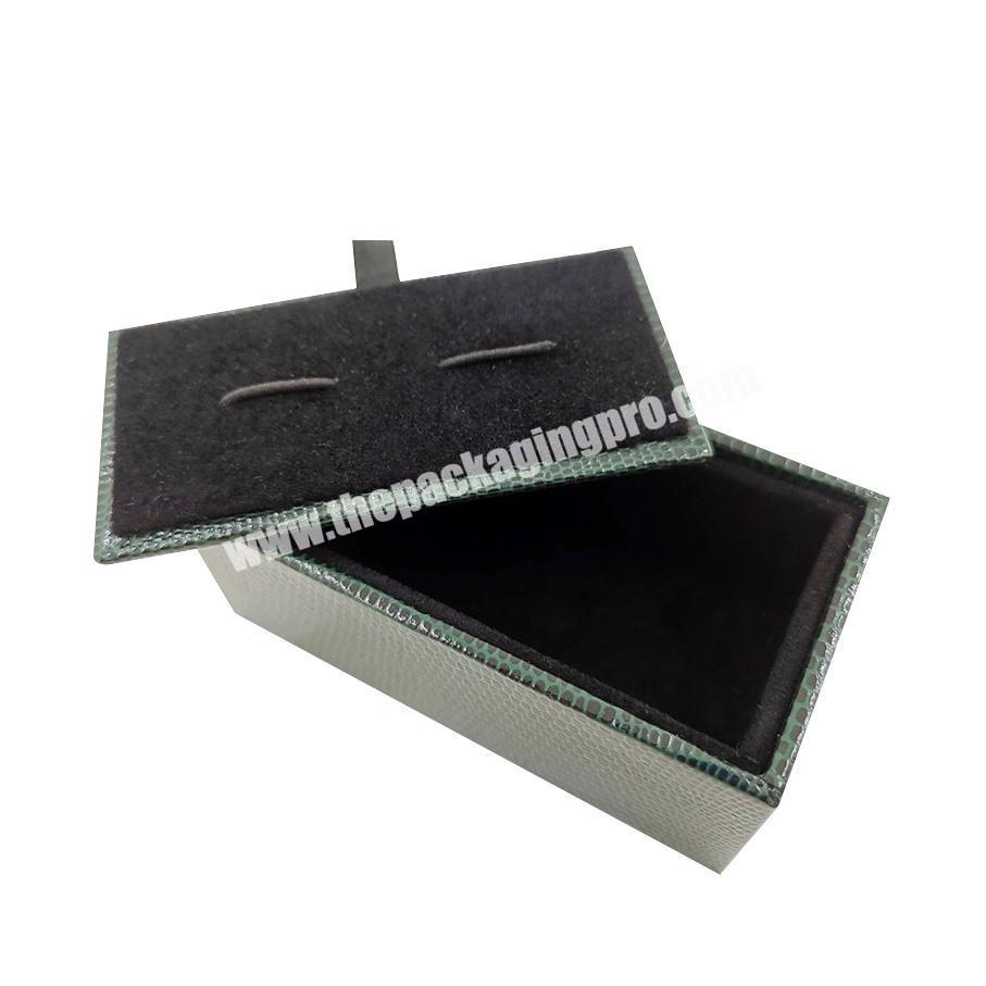 Fantastic Cheap PU Leather Black Plastic Cufflinks Box  or Tie Clip Packing Box for Men with Custom Logo