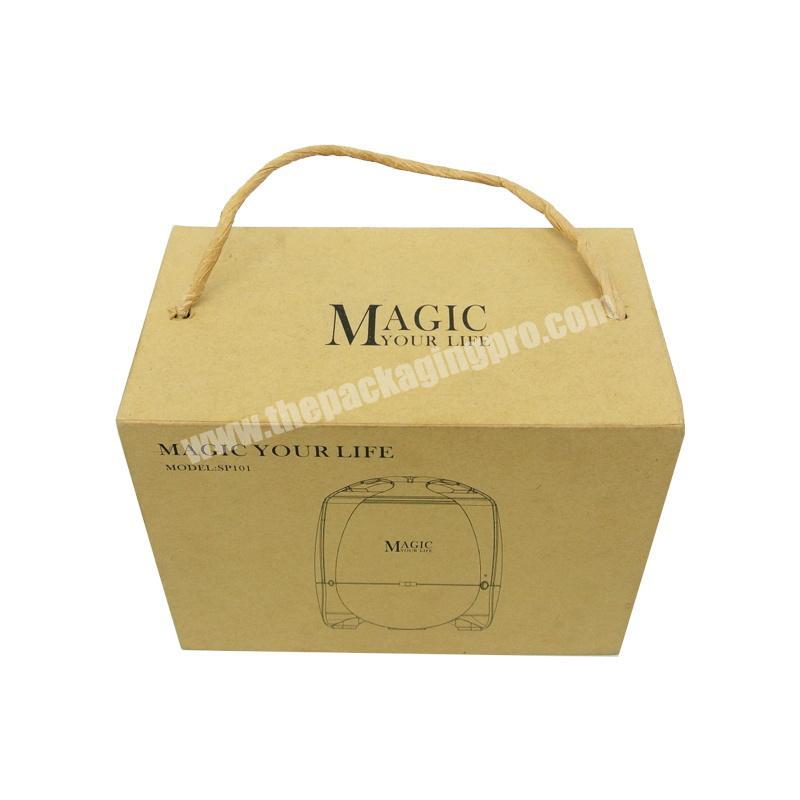 Custom Logo Brown Kraft Paper Bluetooth Speaker Bag Box With Handle