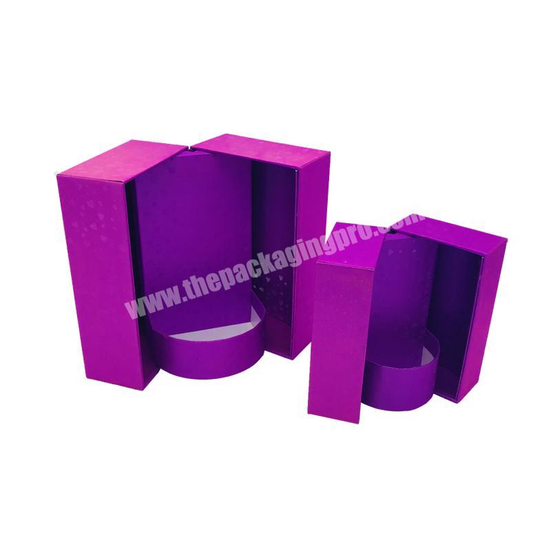 Custom Logo Dual Open Window Purple Leather Jewelry Packaging Display Gift Box