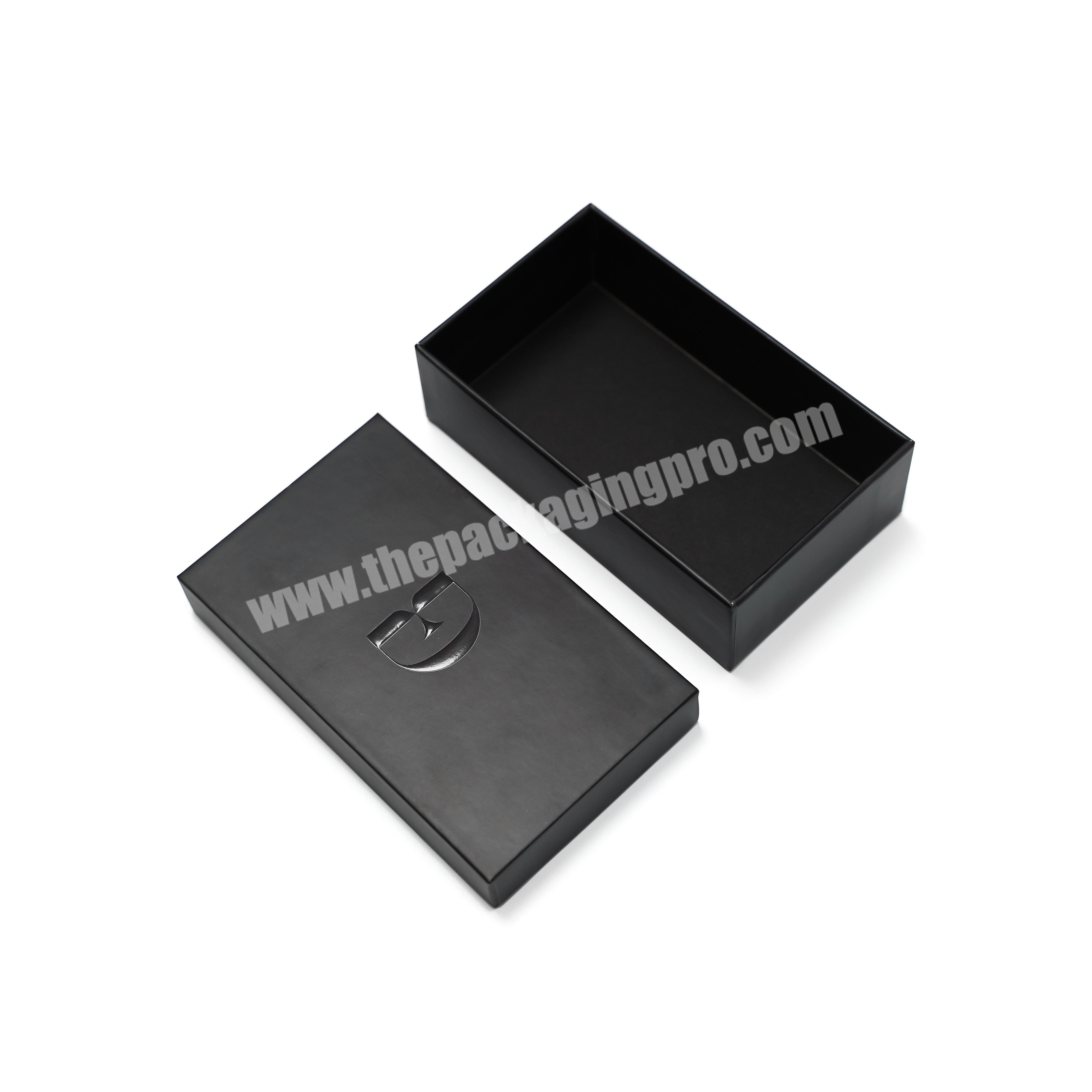 Custom Logo Luxury Cardboard Paper Packaging Spot UV Black Removable Lid Rigid Gift Glass box