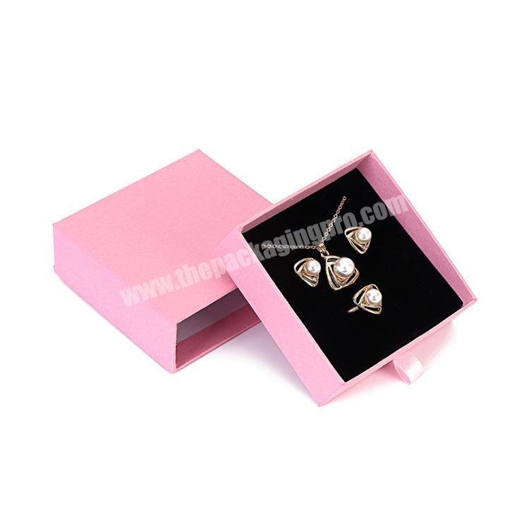 Custom Logo Printed Necklace Jewellery Box Luxury Small Pink Paper Packaging Gift Ring Jewelry Box