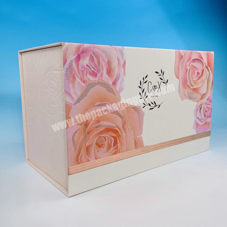 Custom Luxury Logo Printed Flat Folding Paper Magnetic Gift Box with Gold Foil Stamping Embossing Logo