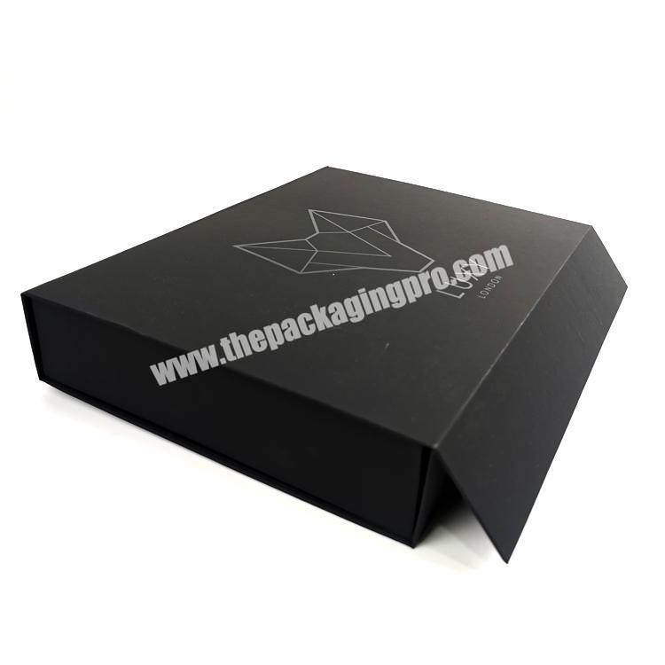 Custom Luxury Logo Printed black Flat Folding gift boxes with magnetic lid