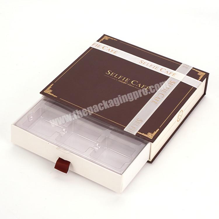 Custom Luxury Rigid Cardboard Magnetic Drawer Gift Box Chocolate Packaging Box with Ribbon