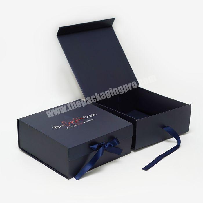 Custom logo rigid cardboard Paper foldable Magnetic Hair Extension Packaging wig gift boxes with ribbon closure