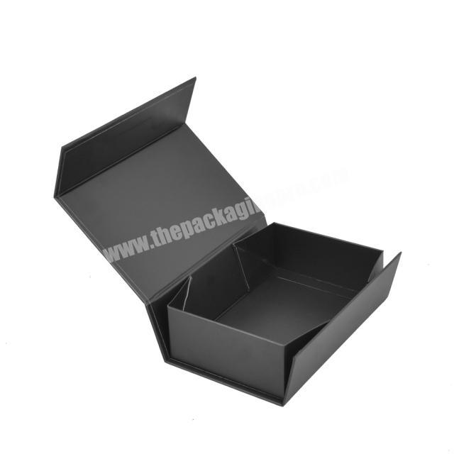 Custom Cardboard Packaging Caja Plegable Magnetic Paper Black Shoe Foldable Folding Gifts Box With Ribbon