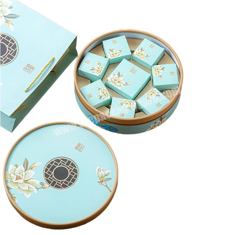 Custom Printed Chinese Style Rigid Paperboard Round Mooncake Packaging Gift Box