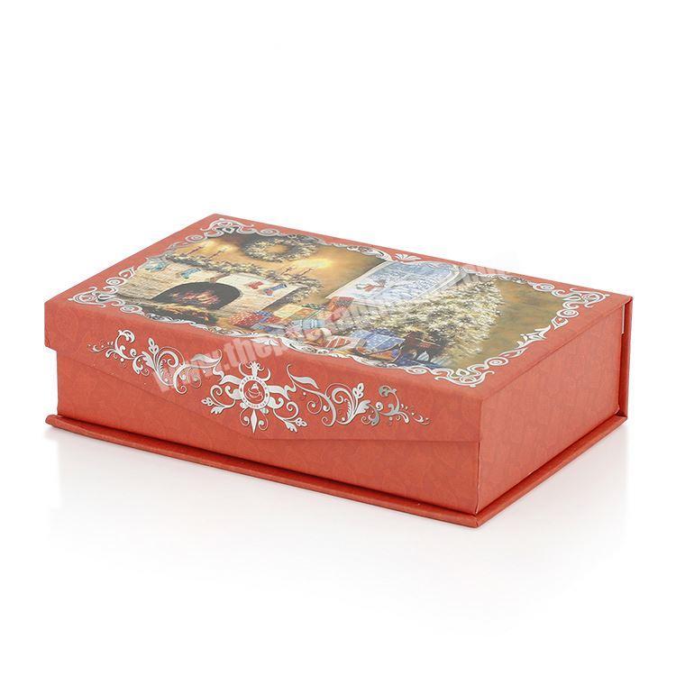 Custom Printed Christmas Sweet Packaging Magnetic Closure Cardboard Gift Box With Lid