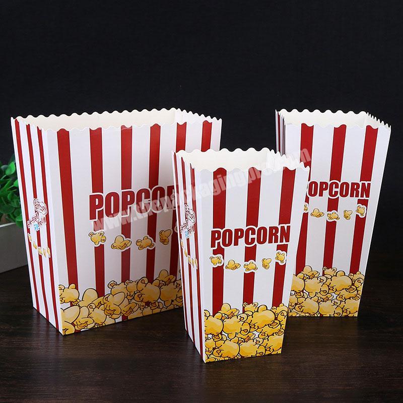 Custom Printed Foldable Mini Kraft Paper Popcorn Boxes Packaging Cheap Disposable Cardboard Pop Corn Box