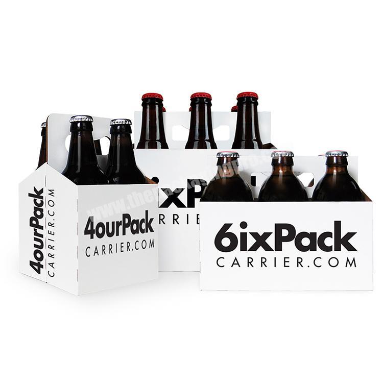 Custom Printed Portable Beer Bottle Glasses Wine Box Corrugated Cardboard Paper Wine Packaging Box Bulk Cheap Six Pack Beer Box