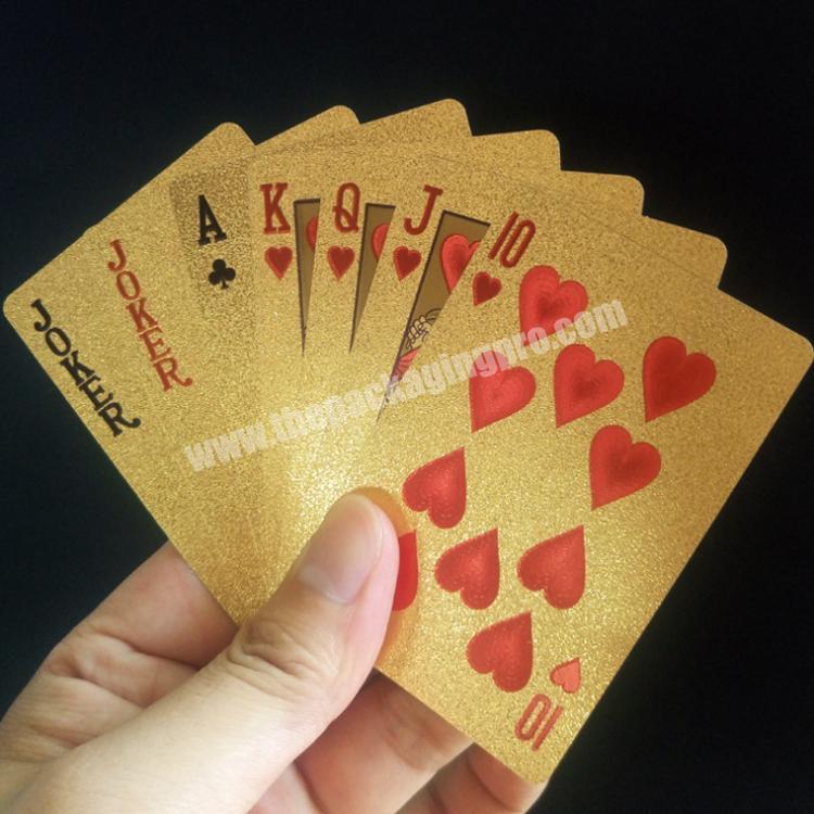 Custom Printed Waterproof Plastic Playing Card Gold Game Card Printing PVC Poker Card For Adults