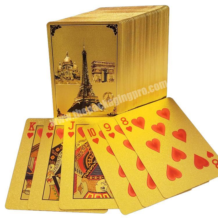 Custom Printing High Quality Waterproof Gold Foil Plated Golden Playing Cards