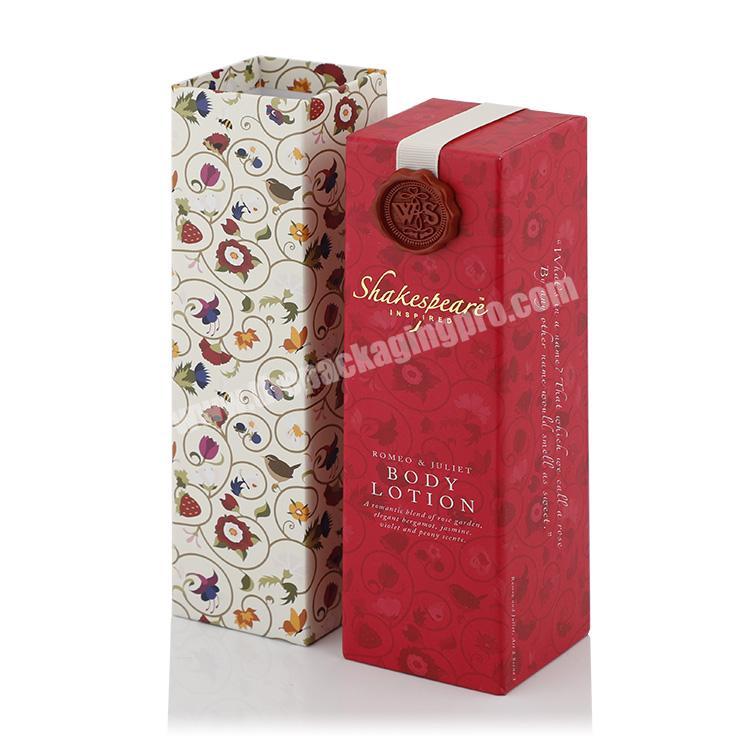 Custom Recycle Paper Retro Design Red Gift Body Lotion Packaging Boxes